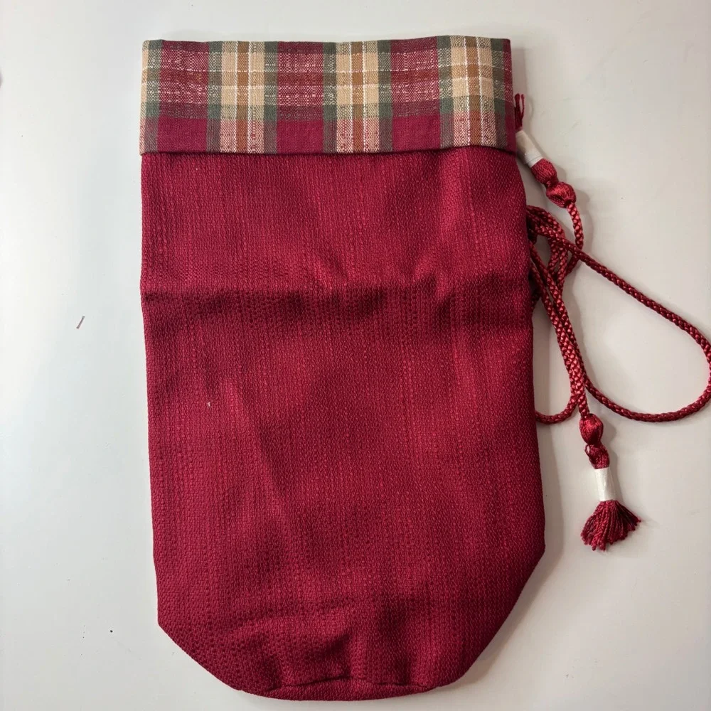 Longaberger Beverage Carrier/Wine Tote Liner Orchard Park Plaid Paprika New